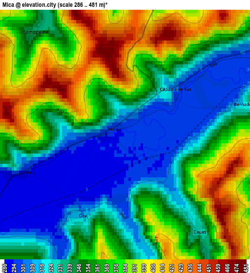 Mica elevation map