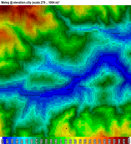 Meteş elevation map