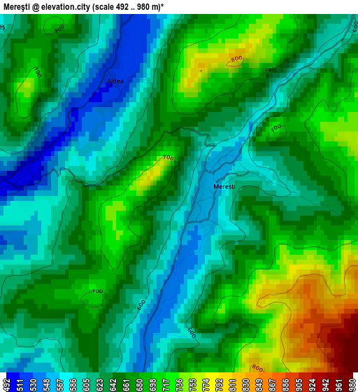 Mereşti elevation map