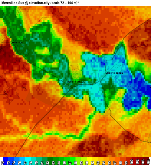 Merenii de Sus elevation map