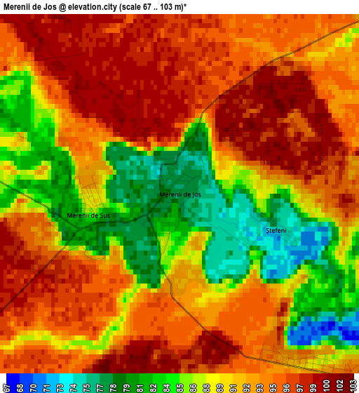 Merenii de Jos elevation map