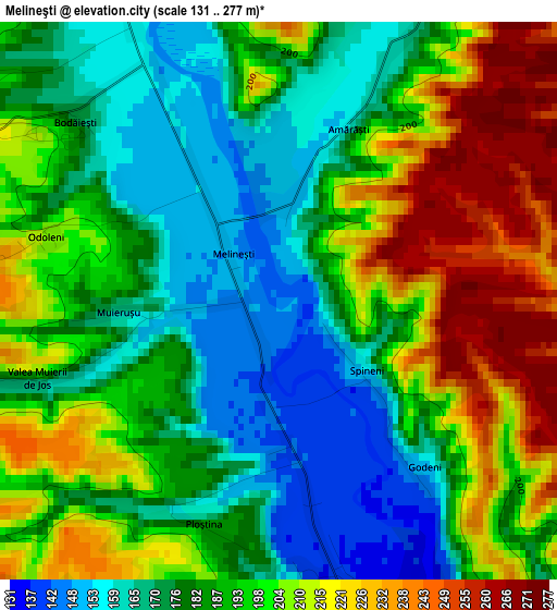 Melineşti elevation map