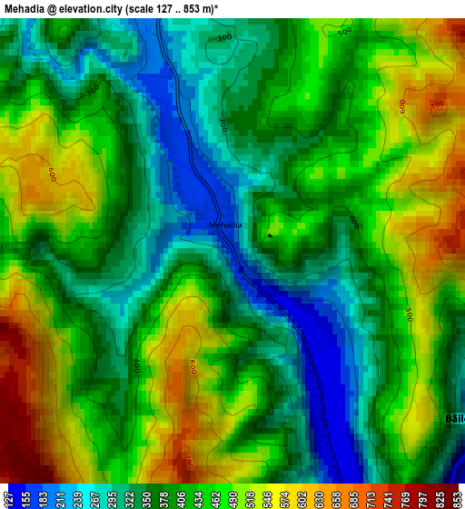 Mehadia elevation map