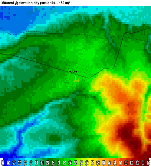 Măureni elevation map