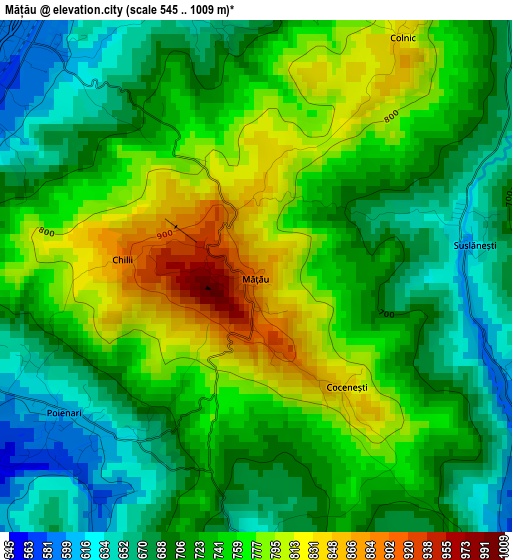 Mățău elevation map