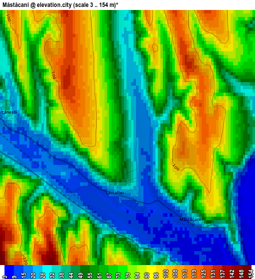 Măstăcani elevation map