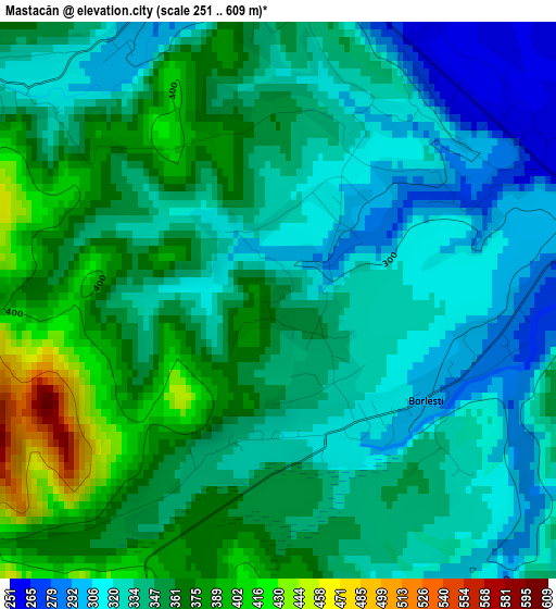 Mastacăn elevation map