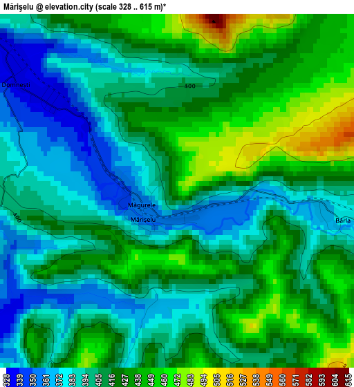 Mărişelu elevation map