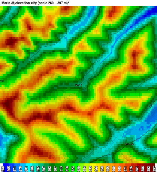 Marin elevation map