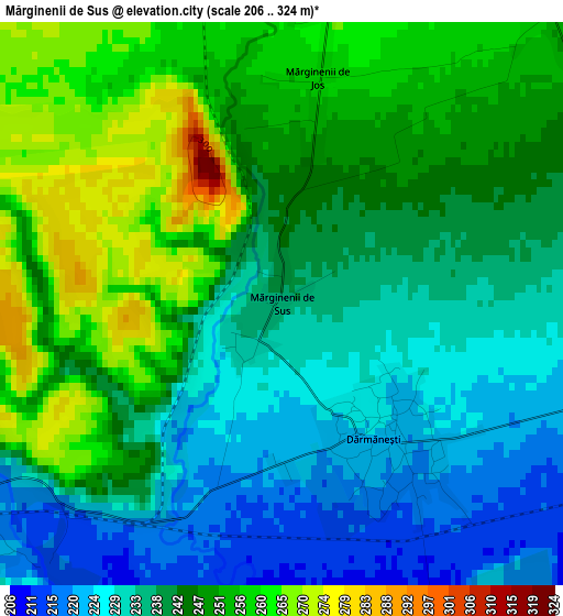 Mărginenii de Sus elevation map