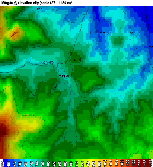 Mărgău elevation map