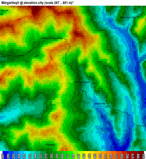 Mărgăriteşti elevation map