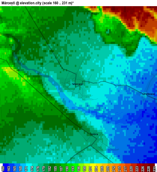 Mărcești elevation map