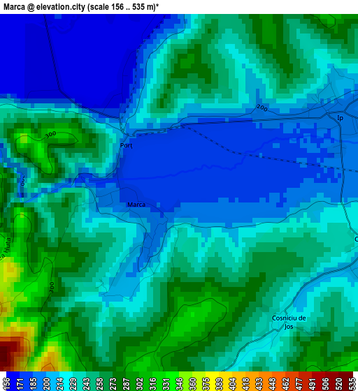 Marca elevation map