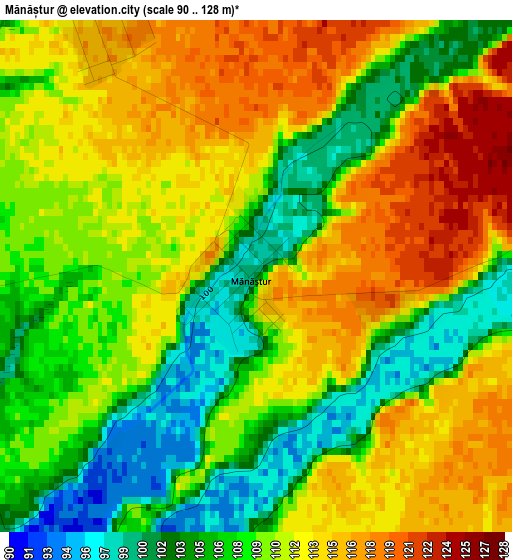 Mănăștur elevation map