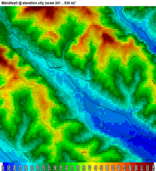 Mănăilești elevation map