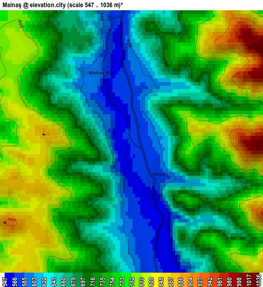 Malnaş elevation map