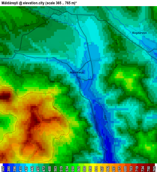 Măldăreşti elevation map