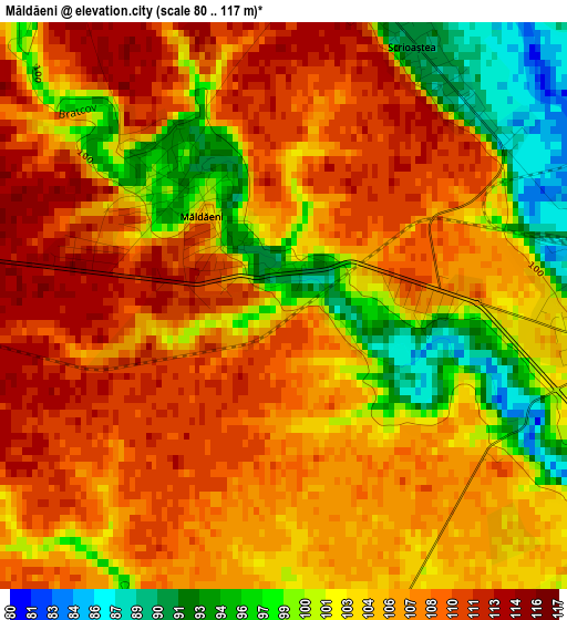 Măldăeni elevation map