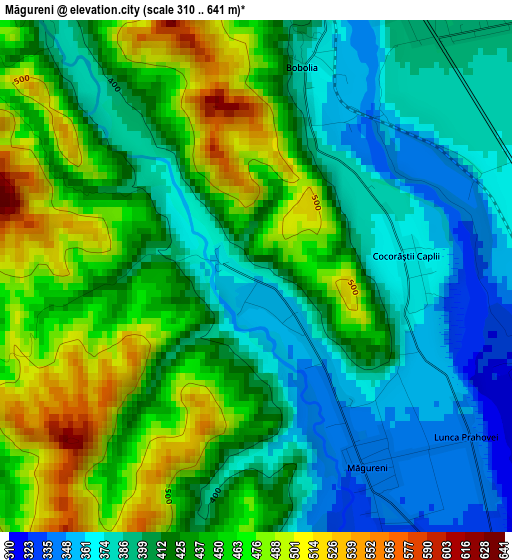 Măgureni elevation map