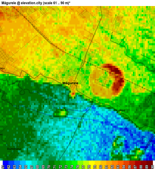 Măgurele elevation map