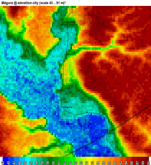 Măgura elevation map