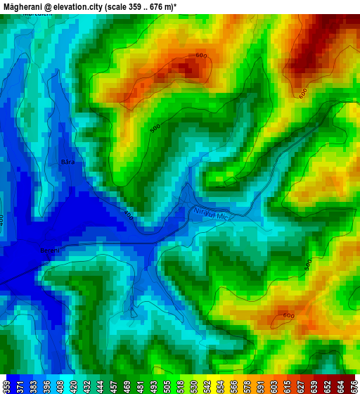 Măgherani elevation map