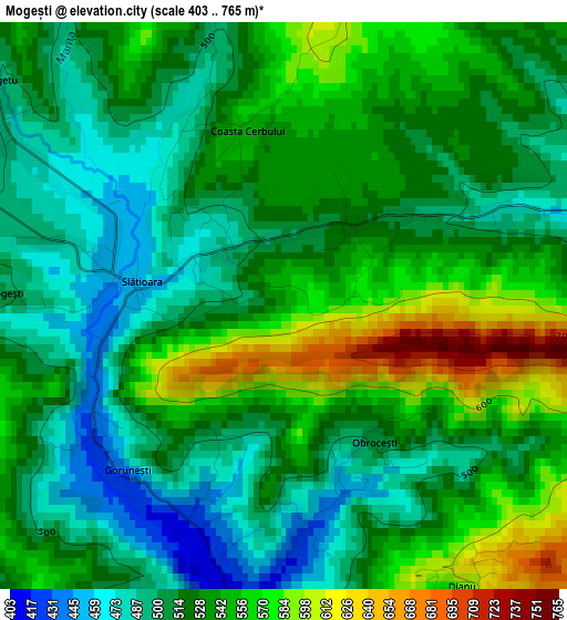 Mogești elevation map