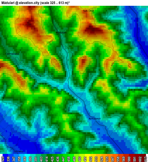 Mădulari elevation map