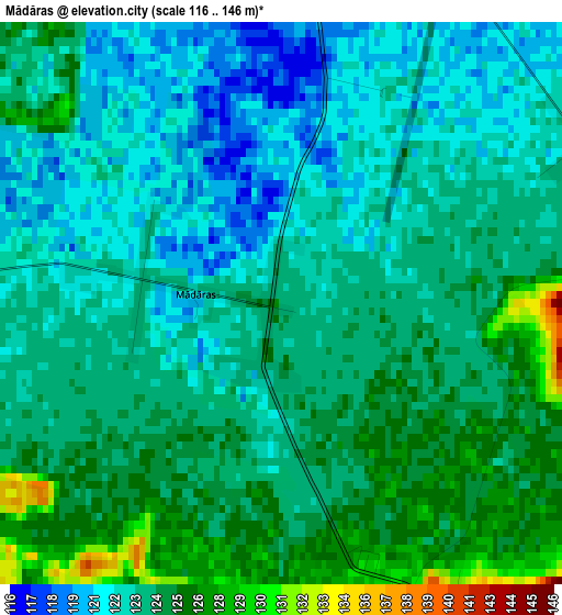 Mădăras elevation map