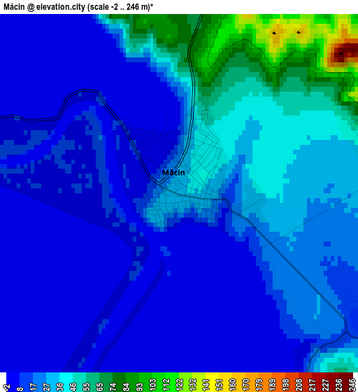 Măcin elevation map