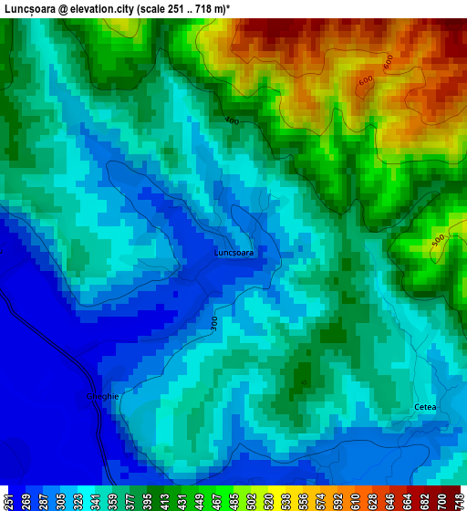 Luncșoara elevation map