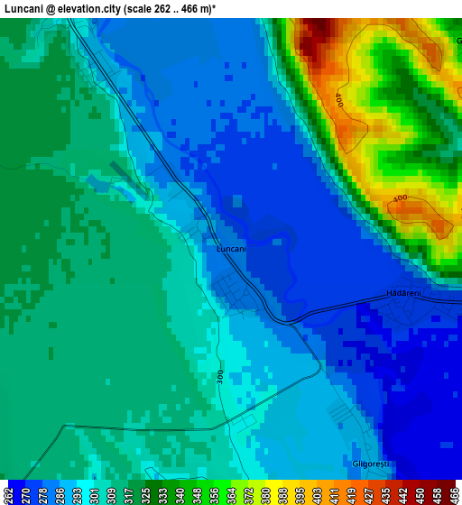 Luncani elevation map