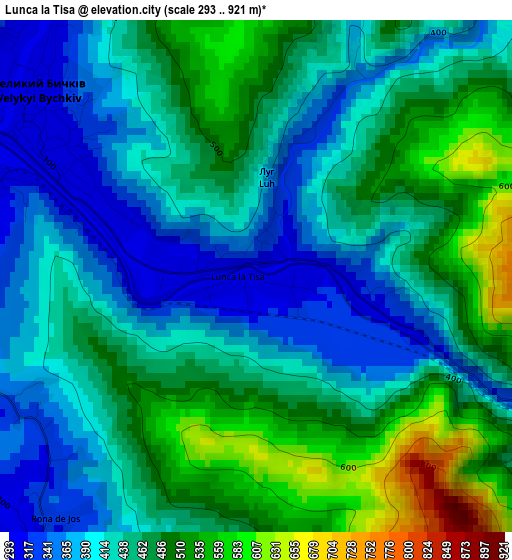 Lunca la Tisa elevation map