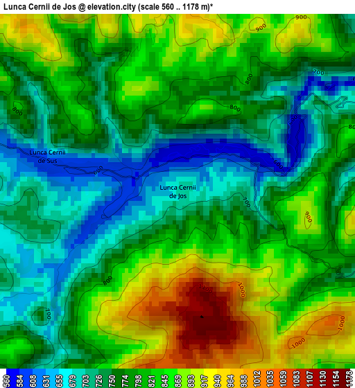 Lunca Cernii de Jos elevation map