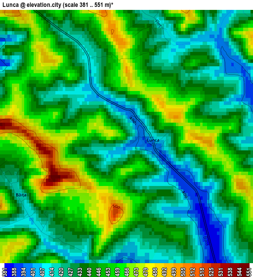 Lunca elevation map