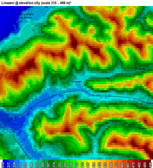 Livezeni elevation map