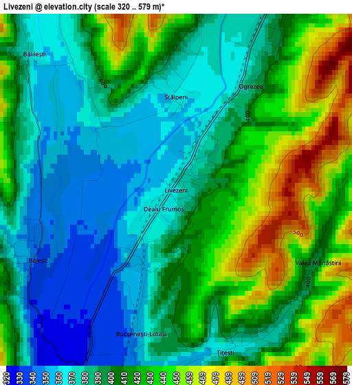 Livezeni elevation map