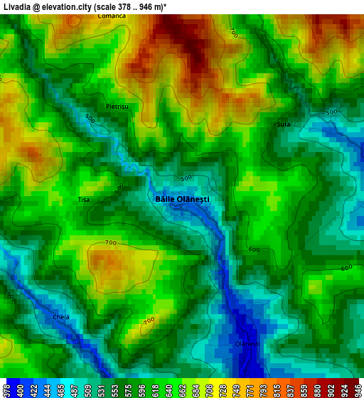 Livadia elevation map