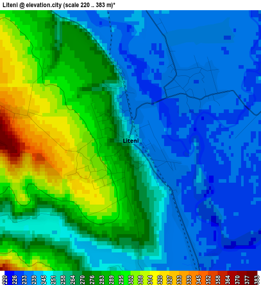 Liteni elevation map