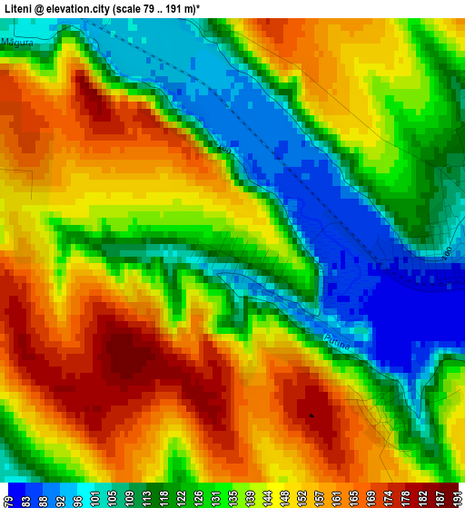 Liteni elevation map