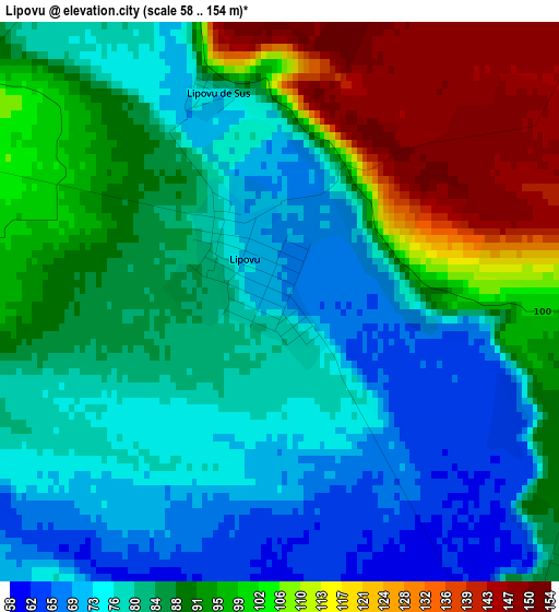 Lipovu elevation map