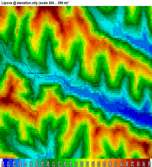 Lipova elevation map