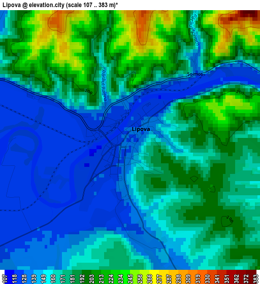 Lipova elevation map