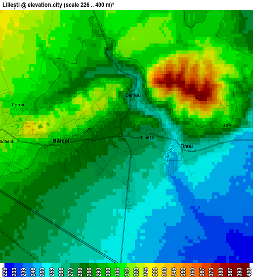 Liliești elevation map