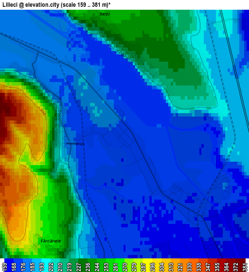 Lilieci elevation map