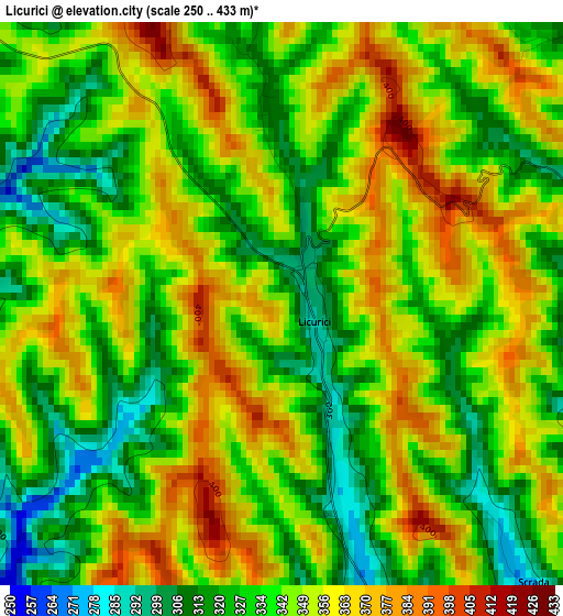 Licurici elevation map