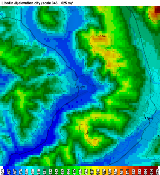 Libotin elevation map