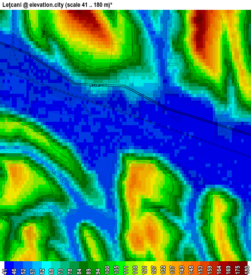 Leţcani elevation map