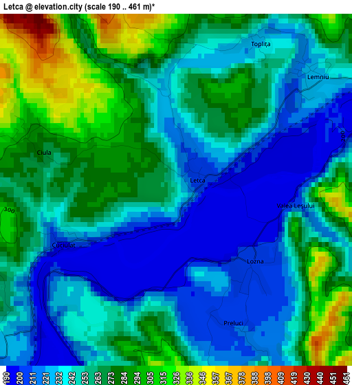 Letca elevation map